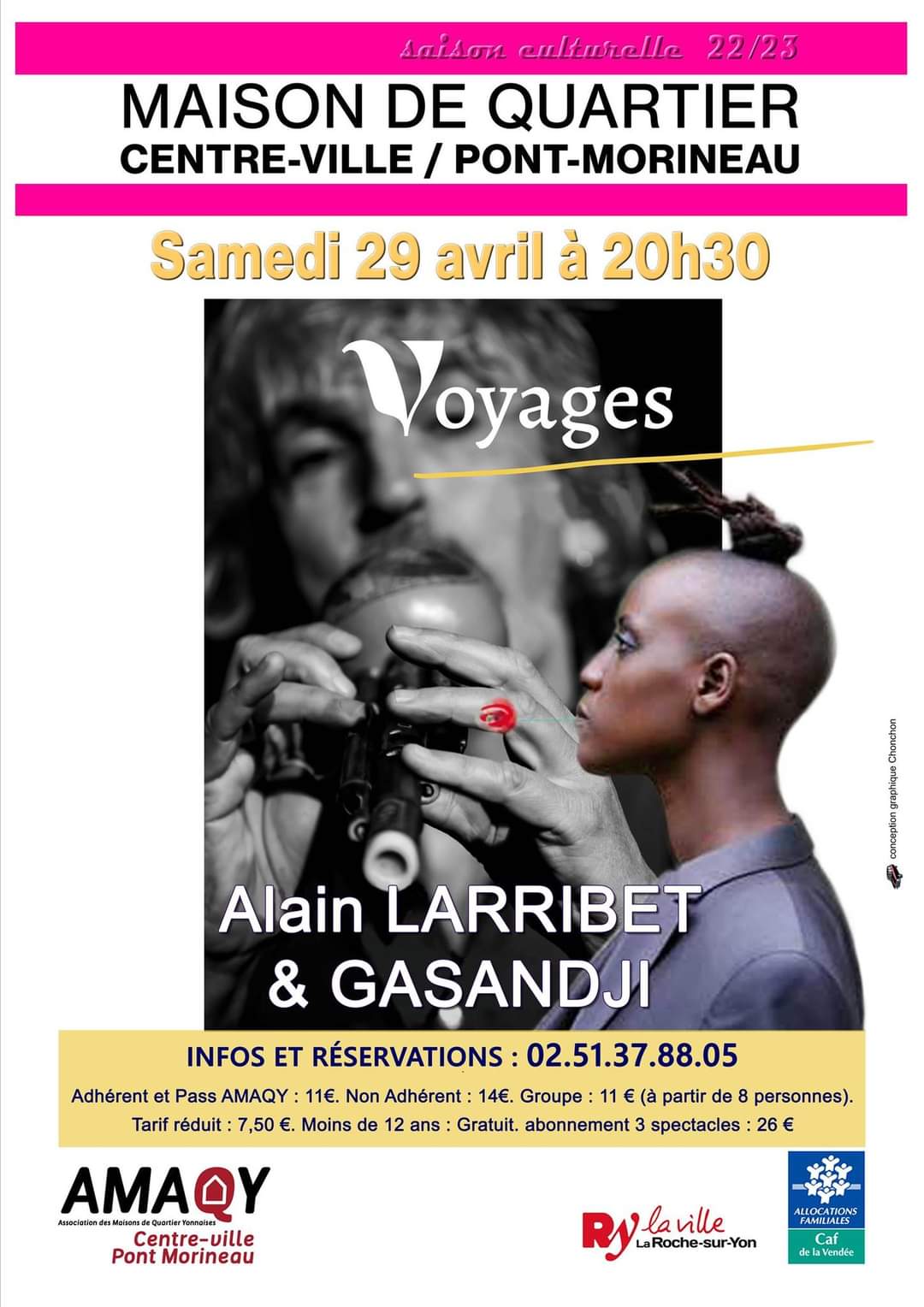 Voyages avec Alain Larribet et Gasandji à la Maison de Quartier Centre-Ville / Pont-Morineau