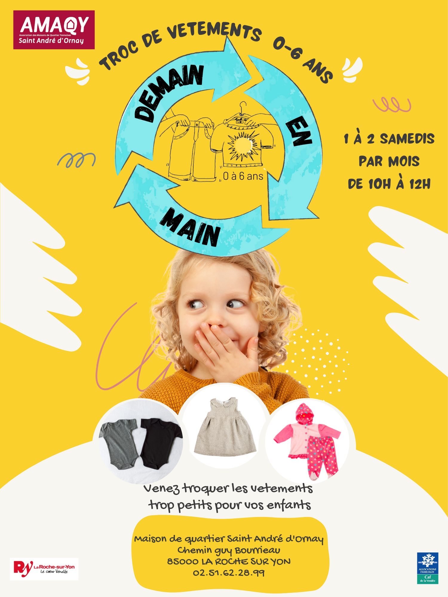 Troc de vêtements 0-6 ans : « Demain en main » à la Maison de Quartier Saint André d'Ornay