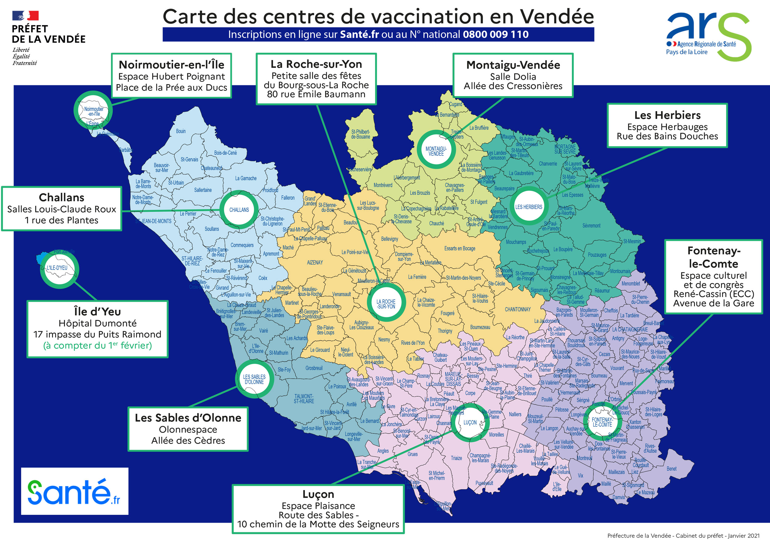 Carte Centres de vaccination Vendée 1
